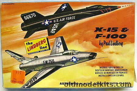 Lindberg 1/175 X-15 and F-100, 429-39 plastic model kit